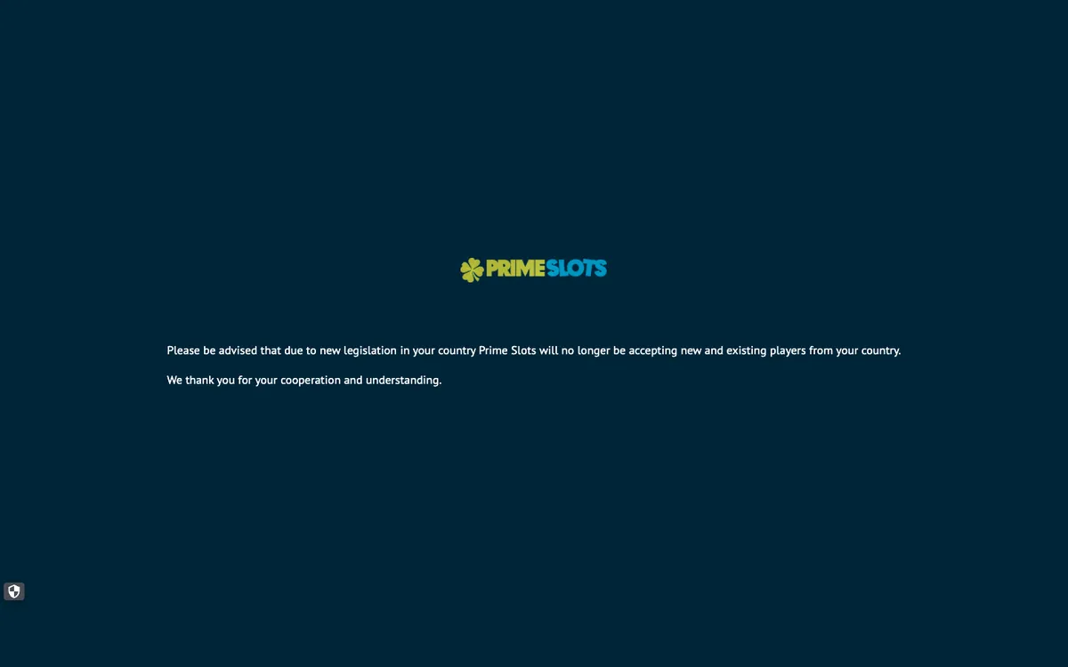 Prime Slots Casino — Home page, captured from Australia
