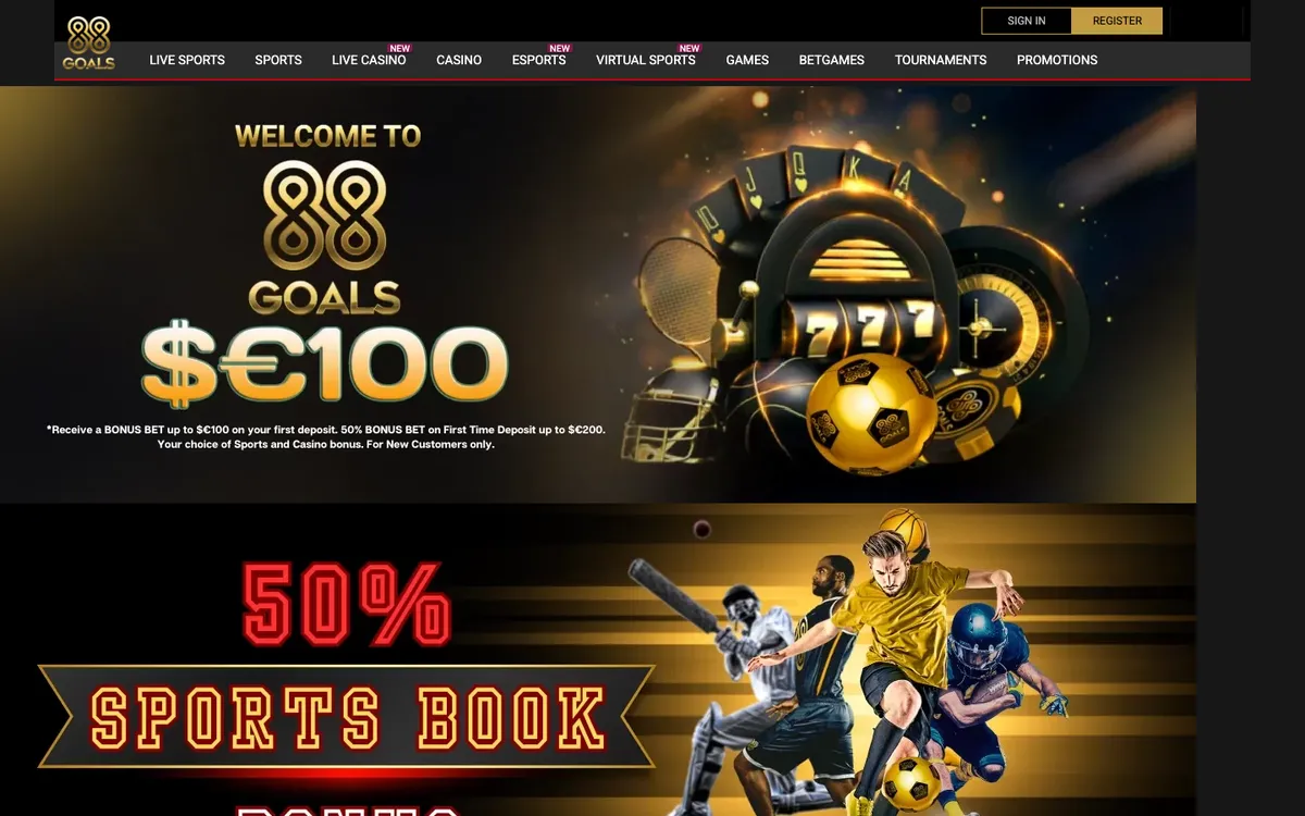 88Goals Casino — Home page, captured from United Arab Emirates