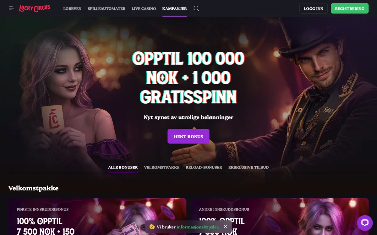 Lucky Circus Casino — «Акции», снято из страны Норвегия