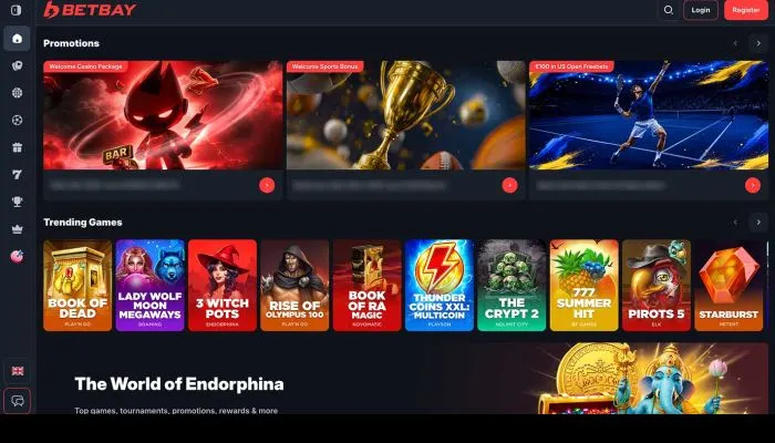 Capture of the BetBay Casino website