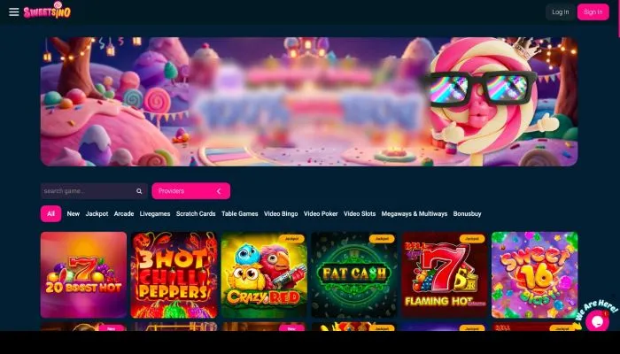 Capture of the Sweetsino Casino website