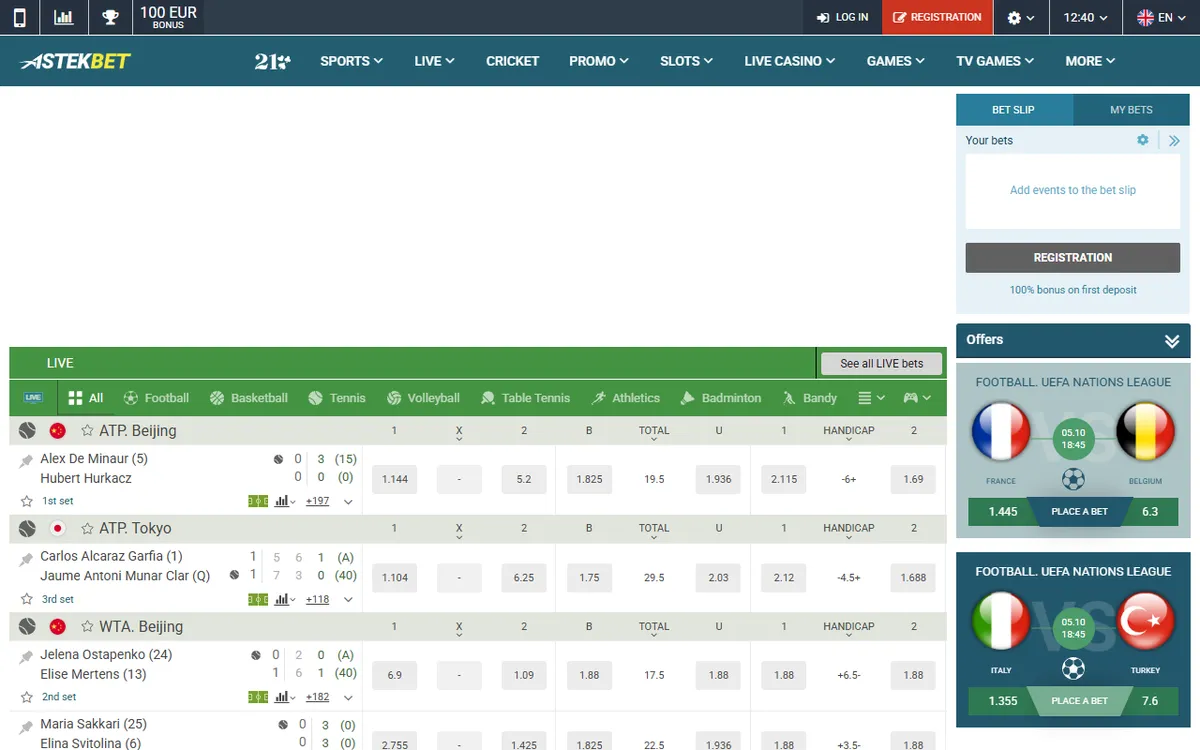 Capture of the Astekbet Casino website