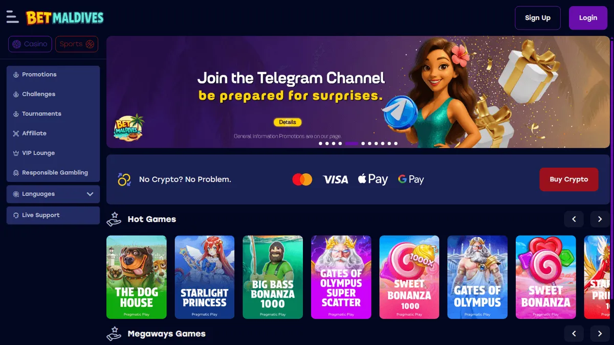 Снимок сайта BetMaldives Casino