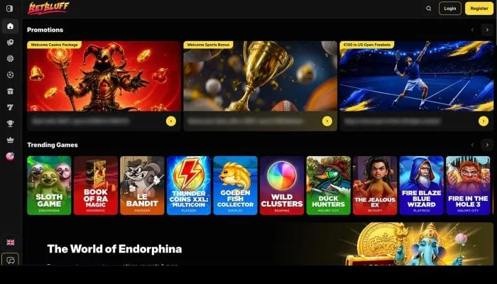 Снимок сайта BetBluff Casino
