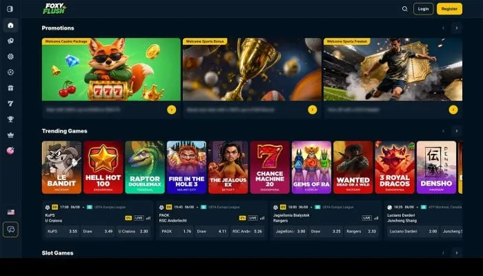 Снимок сайта FoxyFlush Casino