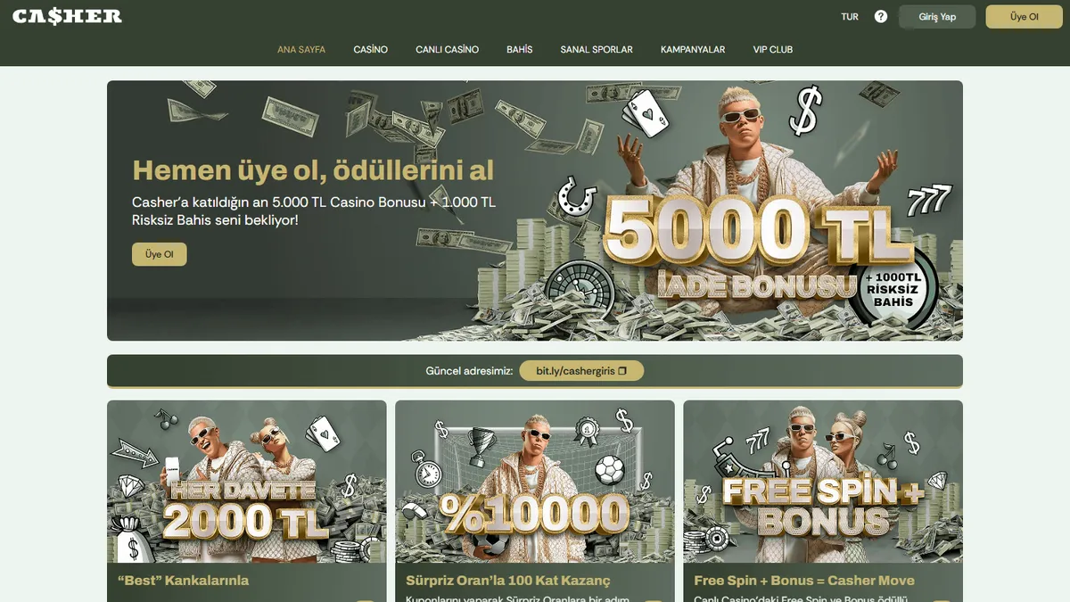 Capture of the Casher Casino website