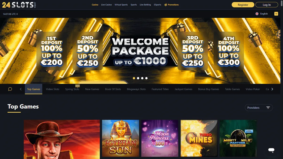 Capture of the 258slots Casino website