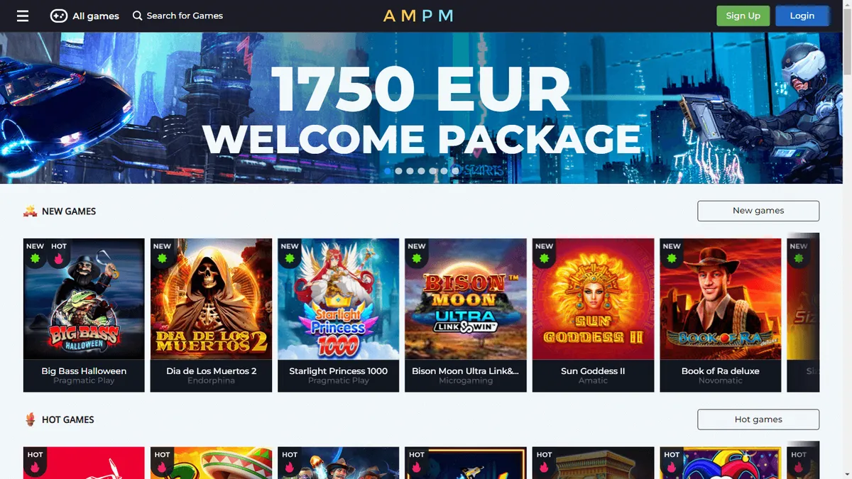 Снимок сайта AMPM Casino