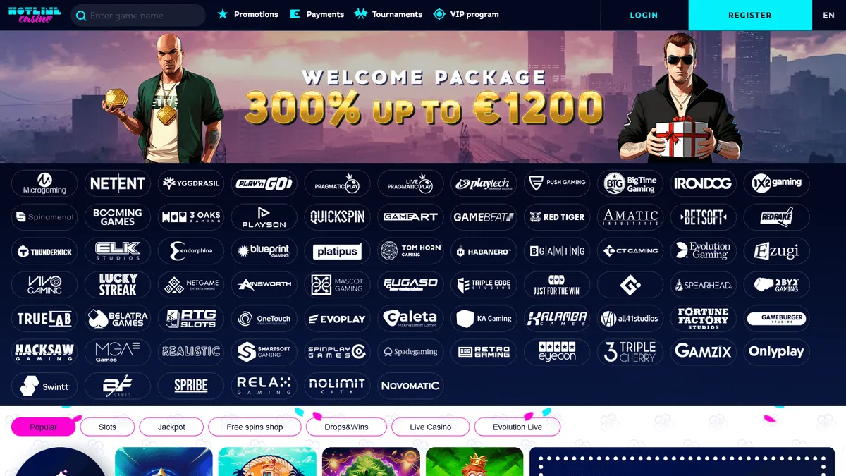 Capture of the Hotline Casino website