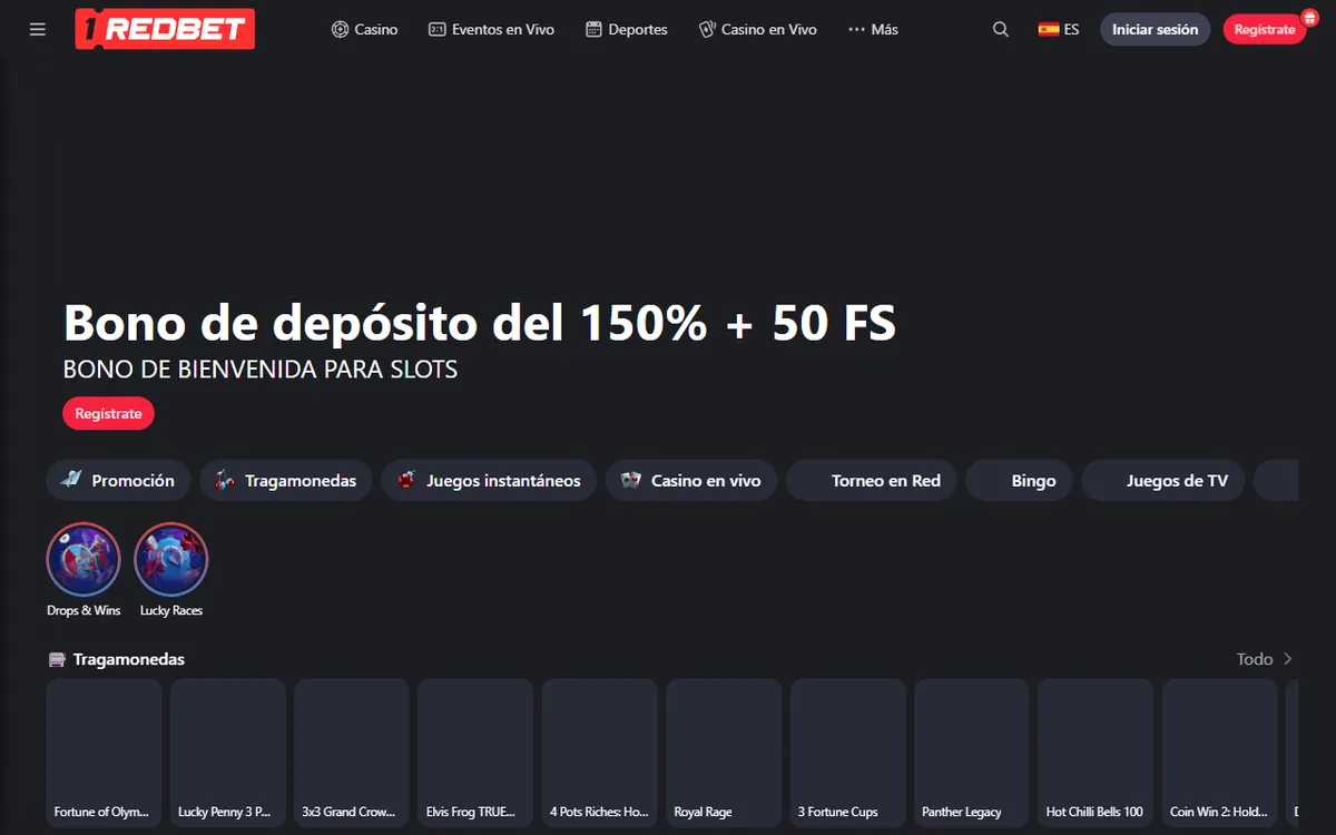 Снимок сайта 1RedBet Casino