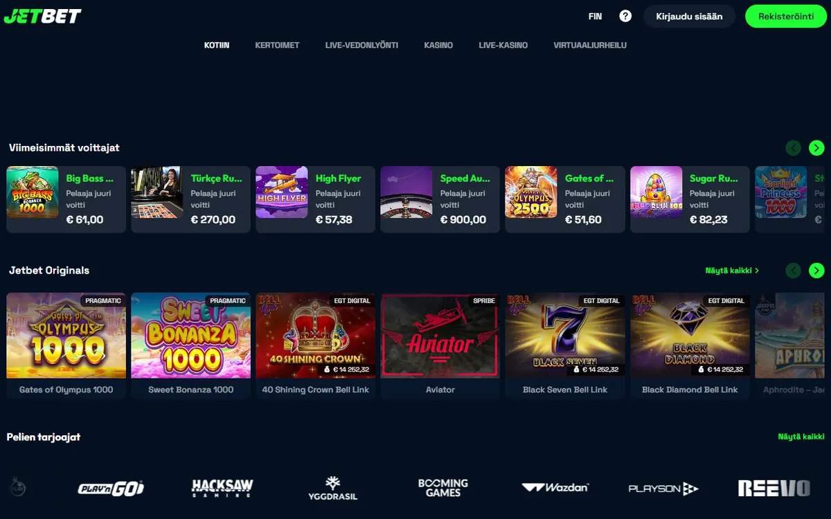 Снимок сайта JetBet Casino