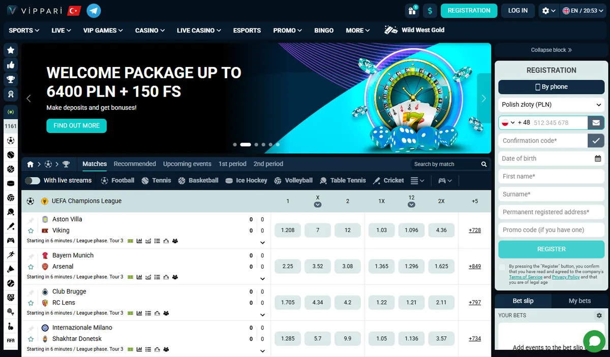 Capture of the VipPari website