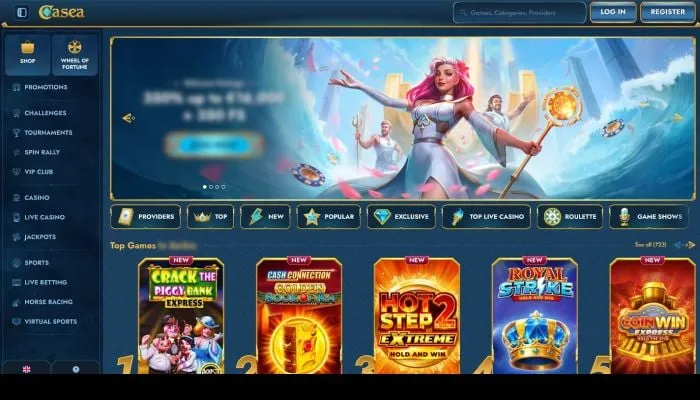 Capture of the Casea Casino website