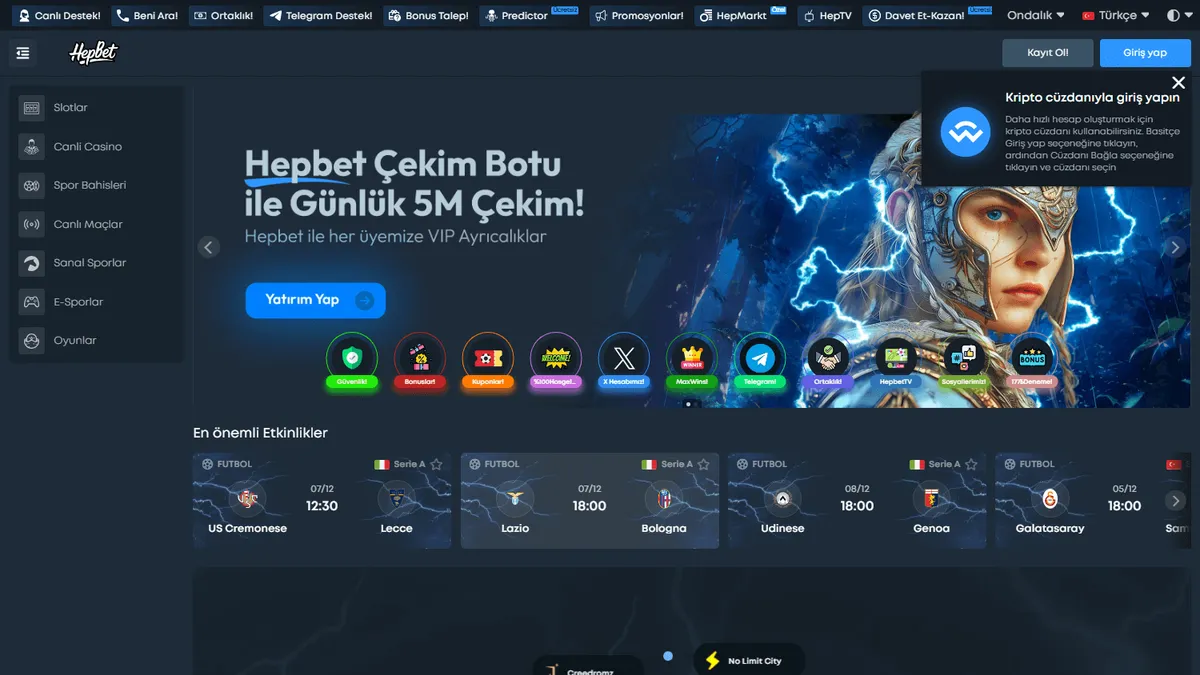 Снимок сайта Hepbet Casino