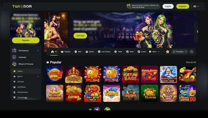Capture of the Twindor Casino website